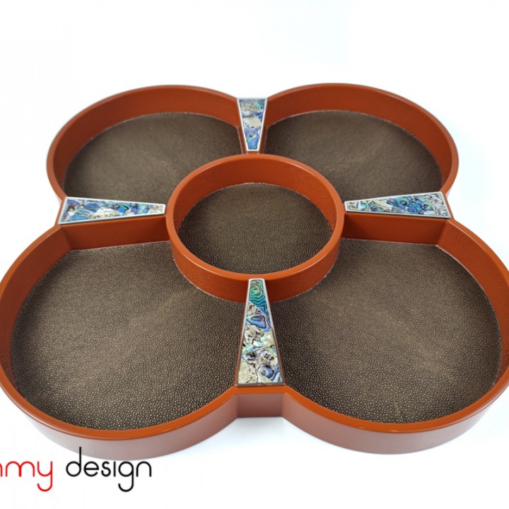 Flower-shaped orange lacquer tray 43*43*H4cm